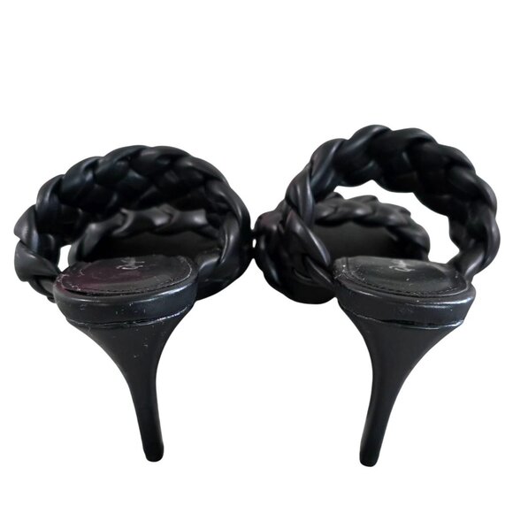 Qupid Womens Black Braided High Heel Sandals 3.5" Heels 8" Length Sz 8 - Picture 10 of 11